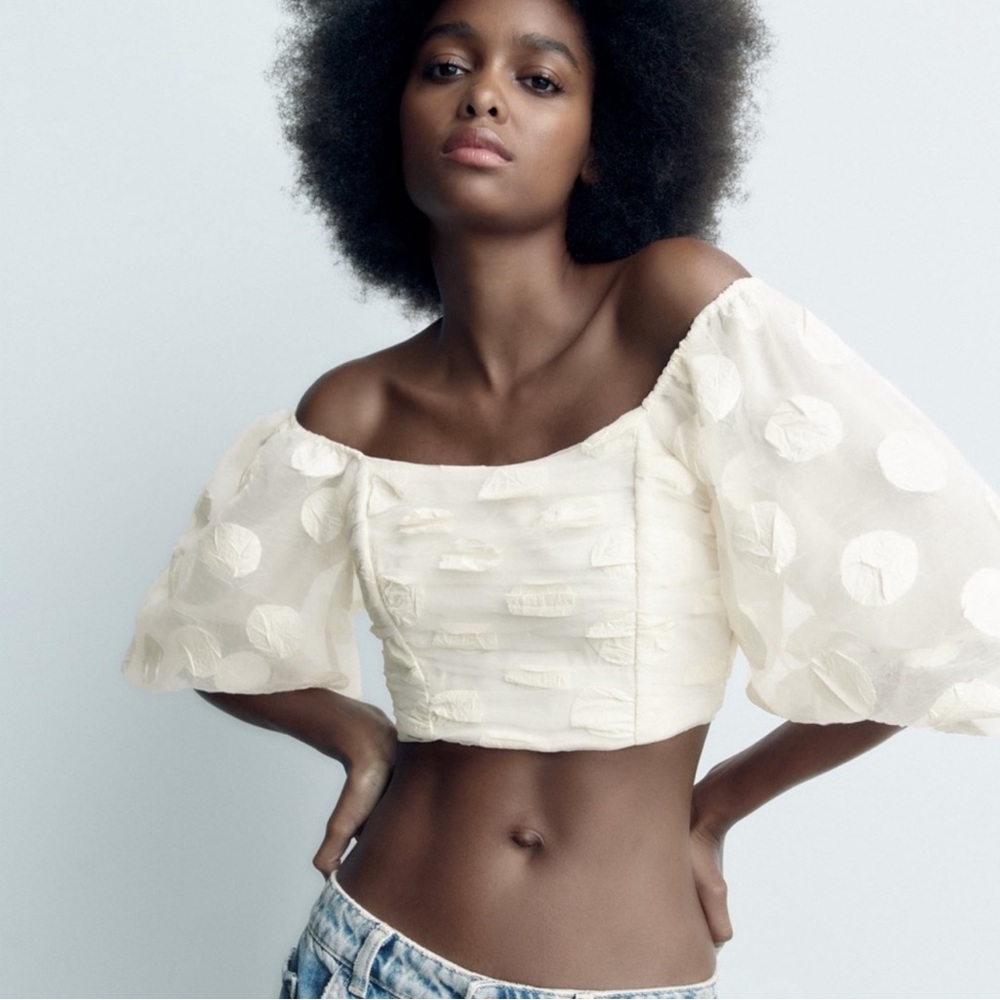 Zara Balloon Sleeve Crop Top